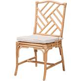 Rio Dining Chair in Natural Rattan & White Fabric