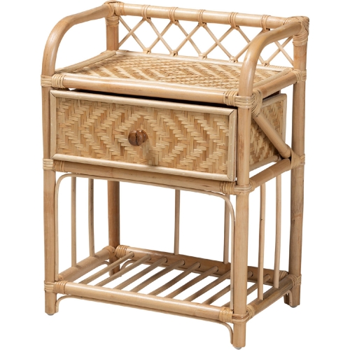 Kobie 1 Drawer Nightstand in Natural Brown Rattan