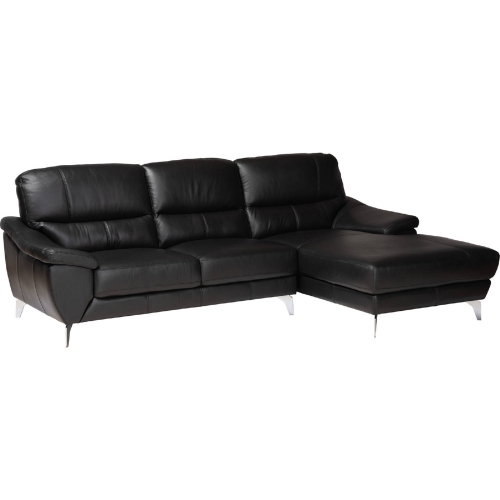 Townsend Sectional Sofa with Right Facing Chaise in Black Leather