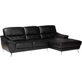 Townsend Sectional Sofa with Right Facing Chaise in Black Leather