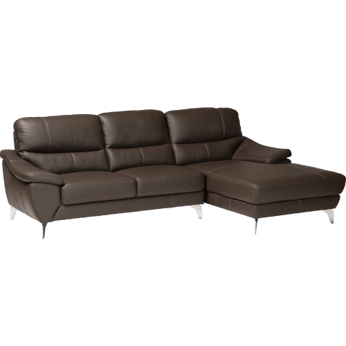 Townsend Sectional Sofa with Right Facing Chaise in Brown Leather