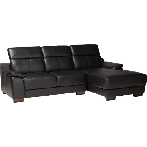 Reverie Sectional Sofa with Right Facing Chaise in Black Leather