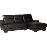 Reverie Sectional Sofa with Right Facing Chaise in Black Leather