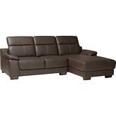 Reverie Sectional Sofa with Right Facing Chaise in Brown Leather