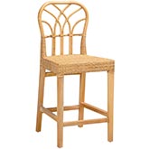 Monaco Counter Stool in Natural Rattan & Mahogany Wood