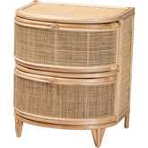 Oleta 2 Drawer Nightstand in Natural Brown Rattan