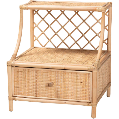 Lalo 1 Drawer Nightstand in Natural Brown Rattan