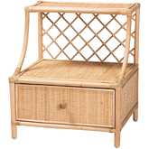 Lalo 1 Drawer Nightstand in Natural Brown Rattan