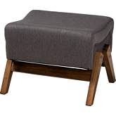 Hanson Ottoman in Dark Grey Fabric & Walnut Brown Finish Wood