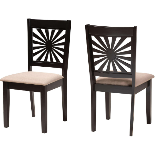 Olympia Dining Chair in Beige Fabric & Espresso Brown Finish Wood (Set of 2)