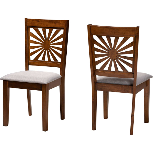 Olympia Dining Chair in Grey Fabric & Walnut Brown Finish Wood (Set of 2)