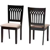 Genesis Dining Chair in Beige Fabric & Dark Brown Finish Wood (Set of 2)