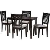 Genesis 5 Piece Dining Set in Grey Fabric & Dark Brown Finish Wood