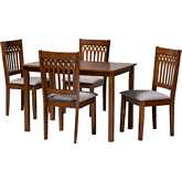 Genesis 5 Piece Dining Set in Grey Fabric & Walnut Brown Finish Wood