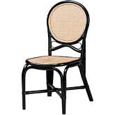 Ayana Dining Chair in Black & Natural Brown Rattan