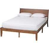 Salvatore Queen Platform Bed in Walnut Brown Finish Wood