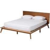Wheatley Queen Platform Bed in Walnut Brown Finish Wood