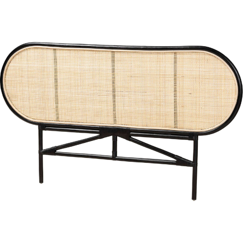 Reegan Queen Standalone Headboard in Black & Natural Brown Rattan