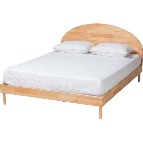 Denton Queen Platform Bed in Natural Brown Finish Wood