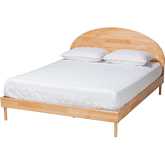 Denton Queen Platform Bed in Natural Brown Finish Wood