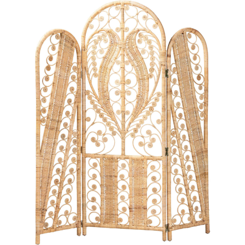 Nadra Room Divider in Natural Brown Rattan