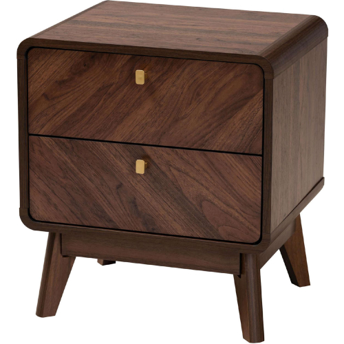Markell 2 Drawer Nightstand in Walnut Brown Finish Wood