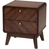 Markell 2 Drawer Nightstand in Walnut Brown Finish Wood