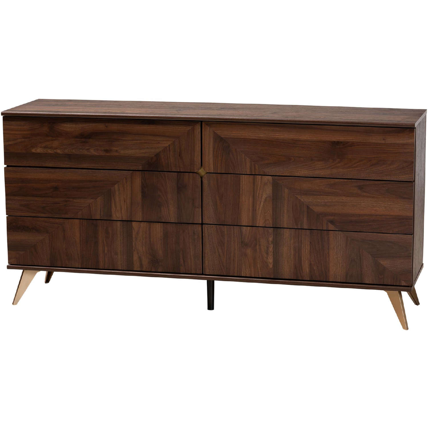 Baxton Studio Transitional Walnut Brown Finished Wood 6-Drawer Dresser