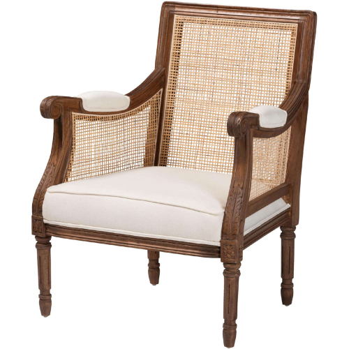 Desmond Accent Chair in Beige Fabric & Walnut Brown Finish Wood