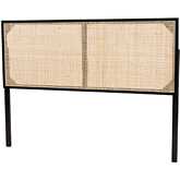 Aurelia Queen Headboard in Black & Natural Brown Rattan