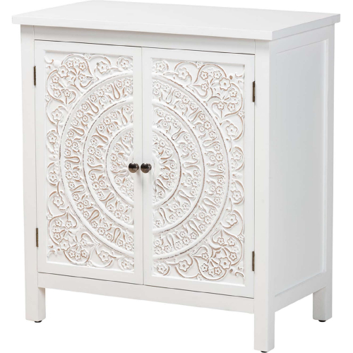 Yelena 2 Door Storage Cabinet in White Finish Wood