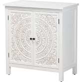 Yelena 2 Door Storage Cabinet in White Finish Wood