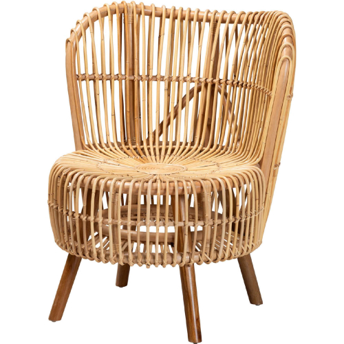 Nagoya Wide Seat Lounge Chair in Natural Rattan & Teak