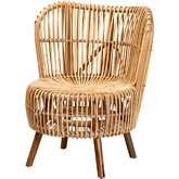 Nagoya Wide Seat Lounge Chair in Natural Rattan & Teak