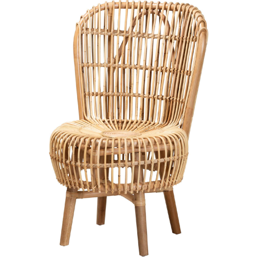 Nagoya Tall Lounge Chair in Natural Rattan & Teak
