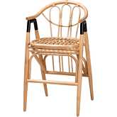 Cyntia Counter Stool in Natural Brown Rattan & Black Metal