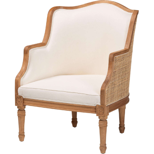 Elizette Accent Chair in Beige Fabric & Honey Oak Finish Wood