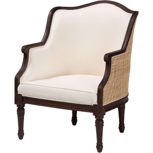 Ornella Accent Chair in Beige Fabric & Dark Brown Finish Wood