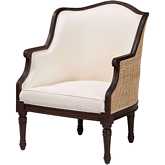 Ornella Accent Chair in Beige Fabric & Dark Brown Finish Wood