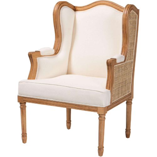 Rachana Accent Chair in Beige Fabric & Honey Oak Finish Wood