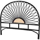 Perenna King Standalone Headboard in Black & Natural Brown Rattan