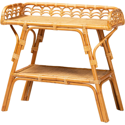 Nayana in Natural Light Honey Rattan 2 Tier Console Table