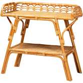 Nayana in Natural Light Honey Rattan 2 Tier Console Table