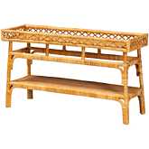 Savitri 2 Tier Console Table in Natural Light Honey Rattan