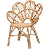 Eliava Flower Accent Chair in Natural Brown Rattan