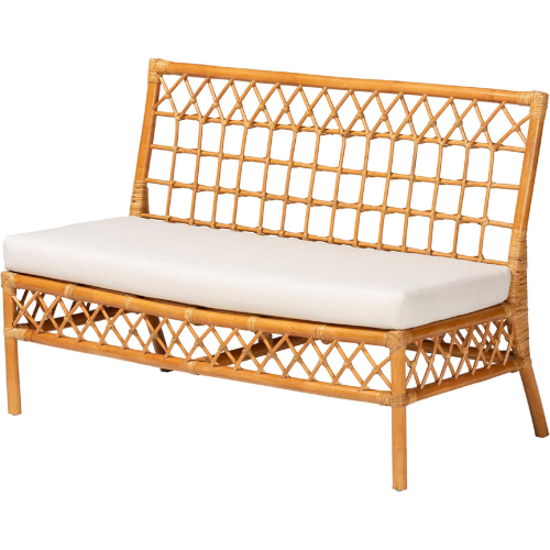 Capella Dining Bench in Honey Finish Rattan & White Fabric