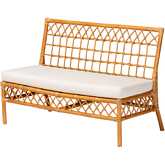 Capella Dining Bench in Honey Finish Rattan & White Fabric