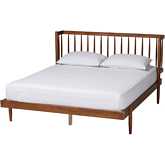 Calderon Queen Platform Bed in Walnut Brown Finish Wood