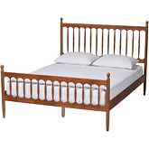 Deance Queen Platform Bed in Walnut Brown Finish Wood