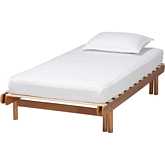 Bolivia Expandable Twin to King Bed Frame in Walnut Finish Wood